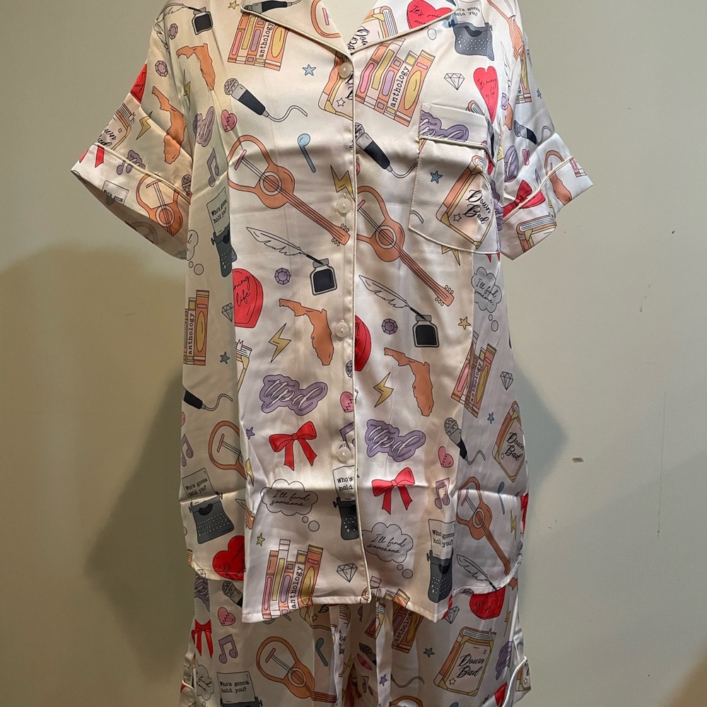 Taylor Swift Inspired Ivory Silk Pajamas